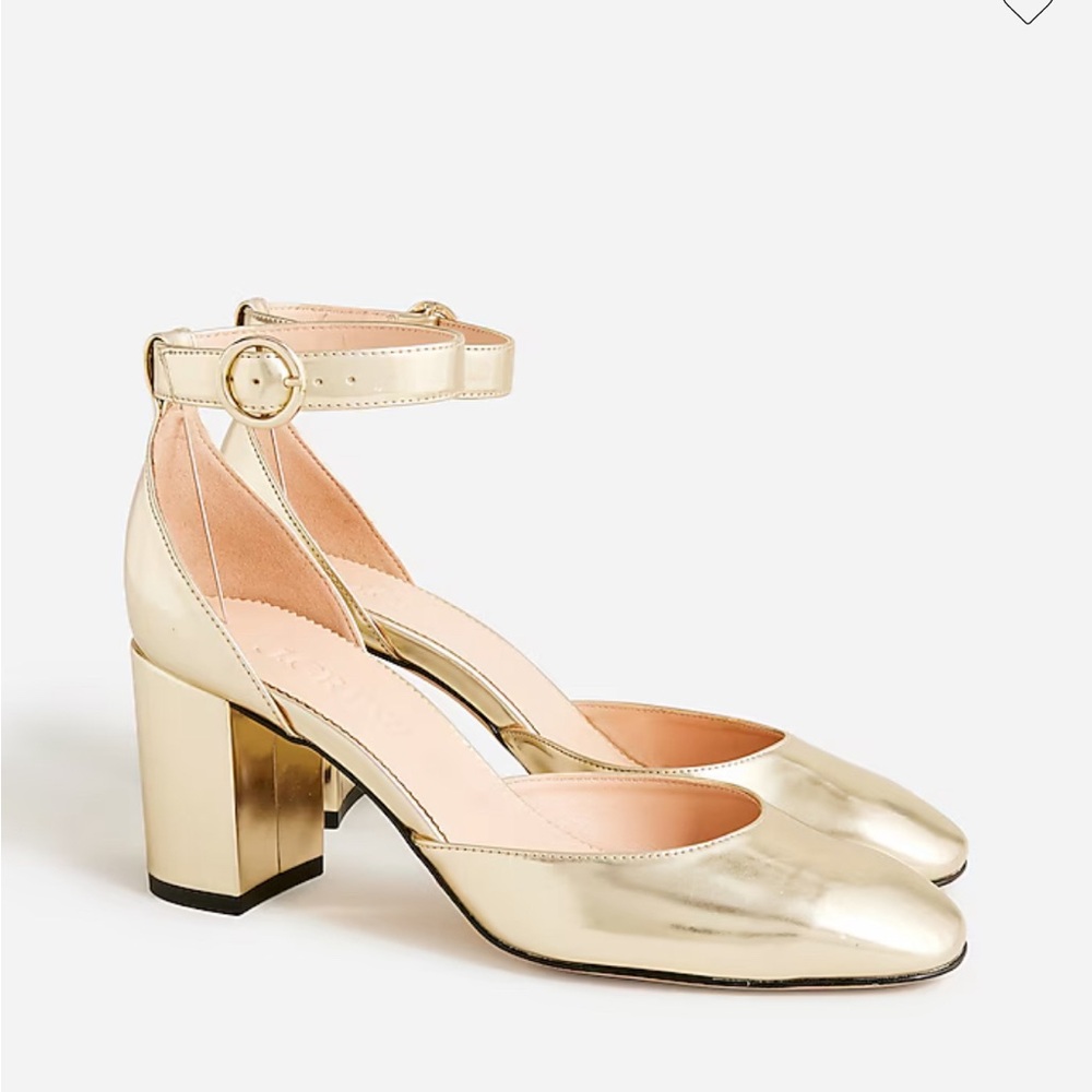BRAND NEW - JCrew Maisie ankle-strap heels in metallic gold - Size 7.5